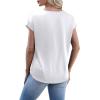 image:imageWIHOLL Womens Satin Summer Tops Cap Short Sleeve Blouses V Neck Shirts Business Casual Outfits Fashion Clothing 2026All White