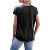 image:imageWIHOLL Womens Satin Summer Tops Cap Short Sleeve Blouses V Neck Shirts Business Casual Outfits Fashion Clothing 2026Black