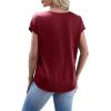 image:imageWIHOLL Womens Satin Summer Tops Cap Short Sleeve Blouses V Neck Shirts Business Casual Outfits Fashion Clothing 2026Burgundy