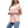 image:imageWIHOLL Womens Satin Summer Tops Cap Short Sleeve Blouses V Neck Shirts Business Casual Outfits Fashion Clothing 2026Champagne