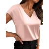 image:imageWIHOLL Womens Satin Summer Tops Cap Short Sleeve Blouses V Neck Shirts Business Casual Outfits Fashion Clothing 2026Champagne