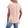 image:imageWIHOLL Womens Satin Summer Tops Cap Short Sleeve Blouses V Neck Shirts Business Casual Outfits Fashion Clothing 2026Champagne