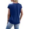 image:imageWIHOLL Womens Satin Summer Tops Cap Short Sleeve Blouses V Neck Shirts Business Casual Outfits Fashion Clothing 2026Navy