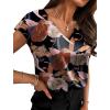 image:imageWIHOLL Womens Satin Summer Tops Cap Short Sleeve Blouses V Neck Shirts Business Casual Outfits Fashion Clothing 2026Printed Begonia