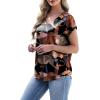 image:imageWIHOLL Womens Satin Summer Tops Cap Short Sleeve Blouses V Neck Shirts Business Casual Outfits Fashion Clothing 2026Printed Begonia