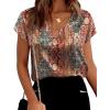 image:imageWIHOLL Womens Satin Summer Tops Cap Short Sleeve Blouses V Neck Shirts Business Casual Outfits Fashion Clothing 2026Red Boho
