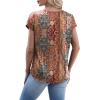 image:imageWIHOLL Womens Satin Summer Tops Cap Short Sleeve Blouses V Neck Shirts Business Casual Outfits Fashion Clothing 2026Red Boho