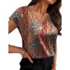 image:imageWIHOLL Womens Satin Summer Tops Cap Short Sleeve Blouses V Neck Shirts Business Casual Outfits Fashion Clothing 2026Red Boho