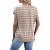 image:imageWIHOLL Womens Satin Summer Tops Cap Short Sleeve Blouses V Neck Shirts Business Casual Outfits Fashion Clothing 2026Striped Brown