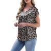 image:imageWIHOLL Womens Satin Summer Tops Cap Short Sleeve Blouses V Neck Shirts Business Casual Outfits Fashion Clothing 2026Stylish Leopard