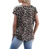 image:imageWIHOLL Womens Satin Summer Tops Cap Short Sleeve Blouses V Neck Shirts Business Casual Outfits Fashion Clothing 2026Stylish Leopard