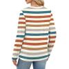 image:imageWIHOLL Womens Striped Long Sleeve Shirts Spring Outfits 2026 Color Block Tops Fashion Clothing Ribbed Crewneck Tee BlousesAorange Stripe