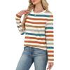 image:imageWIHOLL Womens Striped Long Sleeve Shirts Spring Outfits 2026 Color Block Tops Fashion Clothing Ribbed Crewneck Tee BlousesAorange Stripe