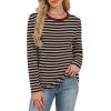 image:imageWIHOLL Womens Striped Long Sleeve Shirts Spring Outfits 2026 Color Block Tops Fashion Clothing Ribbed Crewneck Tee BlousesBcoffee Stripe