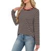 image:imageWIHOLL Womens Striped Long Sleeve Shirts Spring Outfits 2026 Color Block Tops Fashion Clothing Ribbed Crewneck Tee BlousesBcoffee Stripe