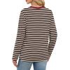 image:imageWIHOLL Womens Striped Long Sleeve Shirts Spring Outfits 2026 Color Block Tops Fashion Clothing Ribbed Crewneck Tee BlousesBcoffee Stripe