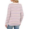 image:imageWIHOLL Womens Striped Long Sleeve Shirts Spring Outfits 2026 Color Block Tops Fashion Clothing Ribbed Crewneck Tee BlousesCapricot Stripe
