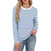 image:imageWIHOLL Womens Striped Long Sleeve Shirts Spring Outfits 2026 Color Block Tops Fashion Clothing Ribbed Crewneck Tee BlousesCblue White