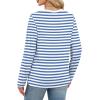 image:imageWIHOLL Womens Striped Long Sleeve Shirts Spring Outfits 2026 Color Block Tops Fashion Clothing Ribbed Crewneck Tee BlousesCblue White