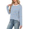 image:imageWIHOLL Womens Striped Long Sleeve Shirts Spring Outfits 2026 Color Block Tops Fashion Clothing Ribbed Crewneck Tee BlousesCblue White