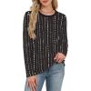 image:imageWIHOLL Womens Striped Long Sleeve Shirts Spring Outfits 2026 Color Block Tops Fashion Clothing Ribbed Crewneck Tee BlousesEblack