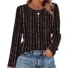 image:imageWIHOLL Womens Striped Long Sleeve Shirts Spring Outfits 2026 Color Block Tops Fashion Clothing Ribbed Crewneck Tee BlousesEblack