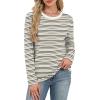 image:imageWIHOLL Womens Striped Long Sleeve Shirts Spring Outfits 2026 Color Block Tops Fashion Clothing Ribbed Crewneck Tee BlousesFapricot Black