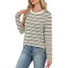 image:imageWIHOLL Womens Striped Long Sleeve Shirts Spring Outfits 2026 Color Block Tops Fashion Clothing Ribbed Crewneck Tee BlousesFapricot Black