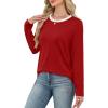 image:imageWIHOLL Womens Striped Long Sleeve Shirts Spring Outfits 2026 Color Block Tops Fashion Clothing Ribbed Crewneck Tee BlousesGred