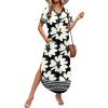 image:imageWIHOLL Womens Summer Short Sleeve Dresses Maxi Dress Vacation Beach Sundresses 2026 with PocketsFloral Black Chrysanth