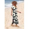 image:imageWIHOLL Womens Summer Short Sleeve Dresses Maxi Dress Vacation Beach Sundresses 2026 with PocketsFloral Black Chrysanth