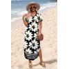 image:imageWIHOLL Womens Summer Short Sleeve Dresses Maxi Dress Vacation Beach Sundresses 2026 with PocketsFloral Black Chrysanth