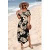 image:imageWIHOLL Womens Summer Short Sleeve Dresses Maxi Dress Vacation Beach Sundresses 2026 with PocketsFloral Black Leaves