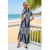 image:imageWIHOLL Womens Summer Short Sleeve Dresses Maxi Dress Vacation Beach Sundresses 2026 with PocketsFloral Boho Blue Striped