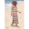 image:imageWIHOLL Womens Summer Short Sleeve Dresses Maxi Dress Vacation Beach Sundresses 2026 with PocketsFloral Boho Striped