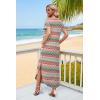 image:imageWIHOLL Womens Summer Short Sleeve Dresses Maxi Dress Vacation Beach Sundresses 2026 with PocketsFloral Boho Striped
