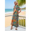 image:imageWIHOLL Womens Summer Short Sleeve Dresses Maxi Dress Vacation Beach Sundresses 2026 with PocketsFloral Coconut Leaves