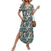 image:imageWIHOLL Womens Summer Short Sleeve Dresses Maxi Dress Vacation Beach Sundresses 2026 with PocketsFloral Frond