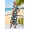 image:imageWIHOLL Womens Summer Short Sleeve Dresses Maxi Dress Vacation Beach Sundresses 2026 with PocketsFloral Frond