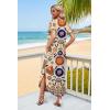 image:imageWIHOLL Womens Summer Short Sleeve Dresses Maxi Dress Vacation Beach Sundresses 2026 with PocketsFloral Orange Sun