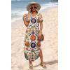 image:imageWIHOLL Womens Summer Short Sleeve Dresses Maxi Dress Vacation Beach Sundresses 2026 with PocketsFloral Orange Sun