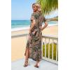 image:imageWIHOLL Womens Summer Short Sleeve Dresses Maxi Dress Vacation Beach Sundresses 2026 with PocketsFloral Pink Frond