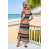image:imageWIHOLL Womens Summer Short Sleeve Dresses Maxi Dress Vacation Beach Sundresses 2026 with PocketsFloral Pink Striped