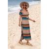 image:imageWIHOLL Womens Summer Short Sleeve Dresses Maxi Dress Vacation Beach Sundresses 2026 with PocketsFloral Pink Striped