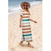 image:imageWIHOLL Womens Summer Short Sleeve Dresses Maxi Dress Vacation Beach Sundresses 2026 with PocketsFloral Striped