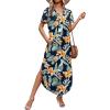 image:imageWIHOLL Womens Summer Short Sleeve Dresses Maxi Dress Vacation Beach Sundresses 2026 with PocketsFloral Yellow Flower