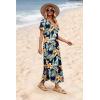 image:imageWIHOLL Womens Summer Short Sleeve Dresses Maxi Dress Vacation Beach Sundresses 2026 with PocketsFloral Yellow Flower