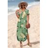 image:imageWIHOLL Womens Summer Short Sleeve Dresses Maxi Dress Vacation Beach Sundresses 2026 with PocketsFloral Yellow Rose
