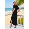 image:imageWIHOLL Womens Summer Short Sleeve Dresses Maxi Dress Vacation Beach Sundresses 2026 with PocketsPlain Black