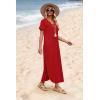 image:imageWIHOLL Womens Summer Short Sleeve Dresses Maxi Dress Vacation Beach Sundresses 2026 with PocketsPlain Red
